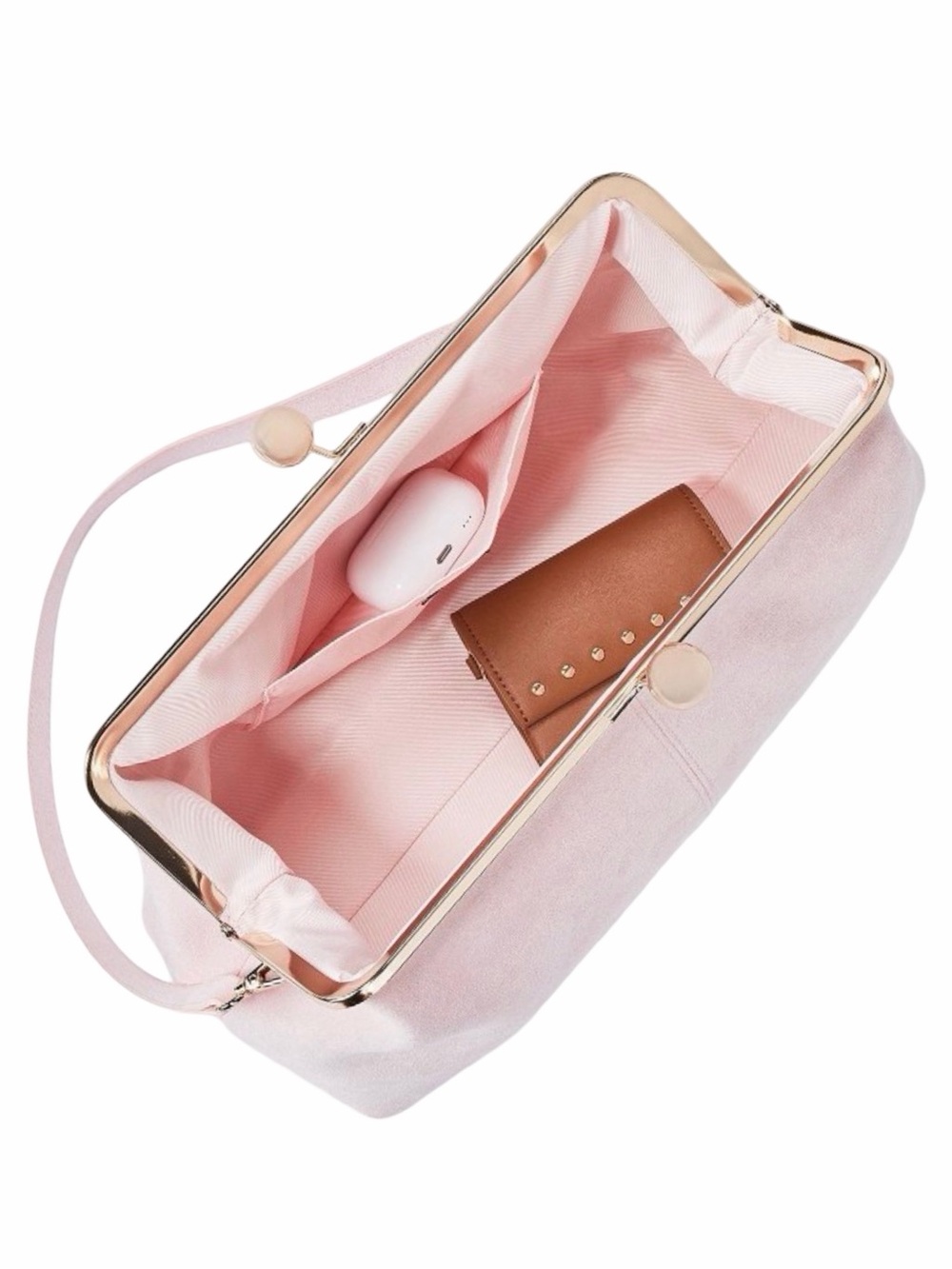 a new day Suede Kiss Lock Clutch Bag - 7” x 13.5” x 5” - Pink - Picture 7 of 11